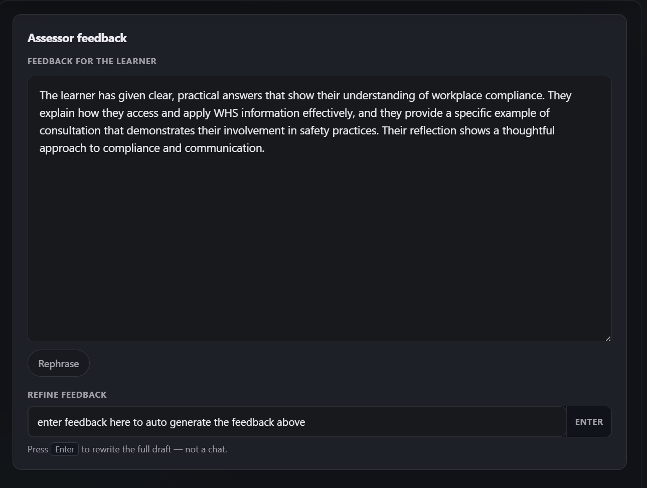 Submission Assist audit and moderation view